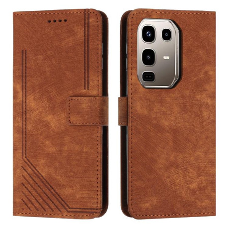 Чохол-книжка Skin Feel Stripe Pattern для Infinix Note 50 4G / 50 Pro 4G - коричневий
