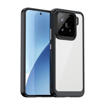 Противоударный чехол  Colorful Acrylic Series с цветной силиконовой боковиной на Xiaomi 15 - черный