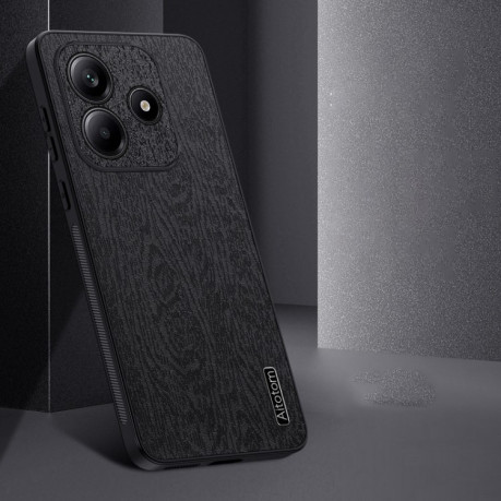Чехол Tree Bark Leather Shockproof для Xiaomi Redmi Note 14 5G - черный