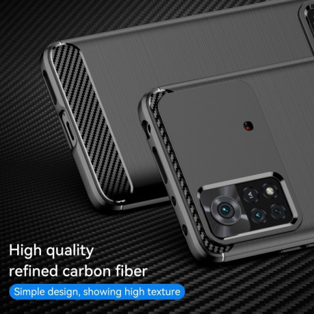 Чехол Brushed Texture Carbon Fiber на Xiaomi Poco X4 Pro 5G - черный