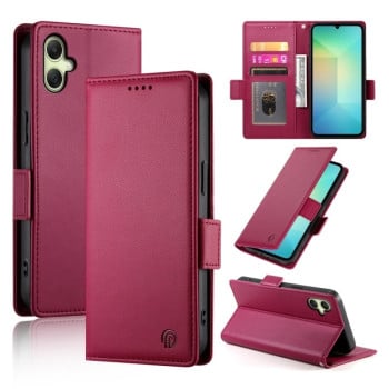 Чехол-книжка Side Buckle Magnetic Frosted Leather для Samsung Galaxy A06 4G - винно-красный