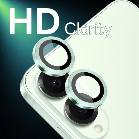 Защитное стекло на камеру NORTHJO Camera Lens Protector CD Metal Ring на Samsung Galaxy S25 Edge 5G - зеленое