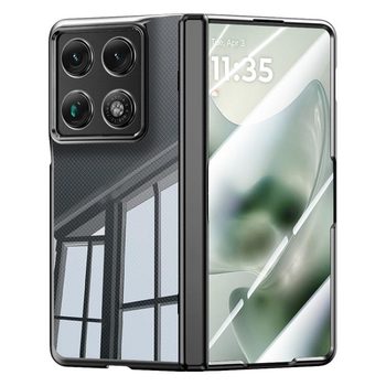 Прозорий чохол Escase з пружинним шарніром та вбудованою плівкою на Motorola Razr Fold 5G — чорний