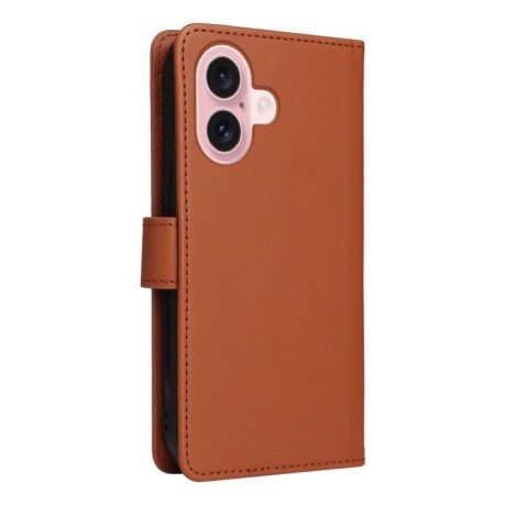 Чехол-книжка BETOPNICE BN-005 2 in 1 Detachable Imitate Genuine Leather для iPhone 16 - коричневый