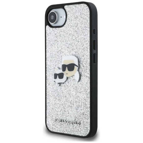 Оригинальный чехол Karl Lagerfeld Fixed Glitter Ikonik Metal Pin для iPhone 16e - black