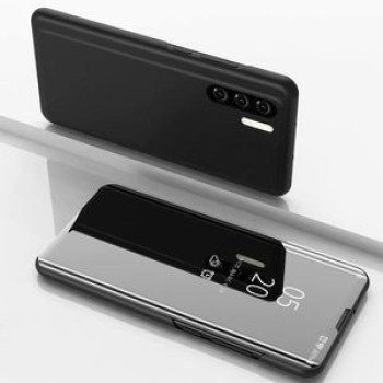 Чехол книжка Clear View на Samsung  Galaxy Note 10 +Plus Electroplating Mirror-черный
