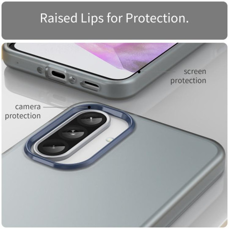 Противоударный чехол Frosted Translucent TPU Hybrid PC для Samsung Galaxy A56 5G - синий