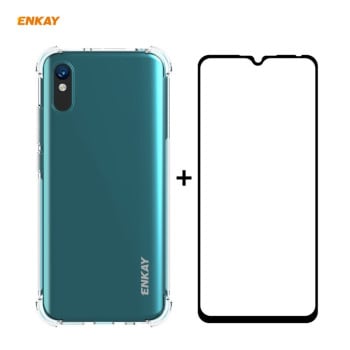 Чохол захисний ENKAY Clear + скло 0.26mm 9H 3D Full Glue на Xiaomi Redmi 9A - прозорий
