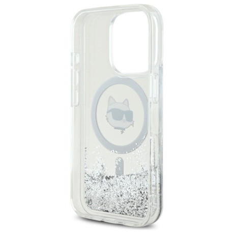 Оригінальний чохол Karl Lagerfeld Liquid Glitter Choupette Head Magsafe для iPhone 16 Pro - Clear