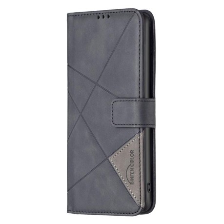 Чохол-книжка з фактурою Rhombus та магнітним хлястиком на Xiaomi Poco F7 5G - чорний