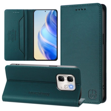 Чехол-книжка RC01 Dual-Folded Magnetic Suction RFID Leather на Infinix Hot 50i 5G / Smart 9 4G - зеленый