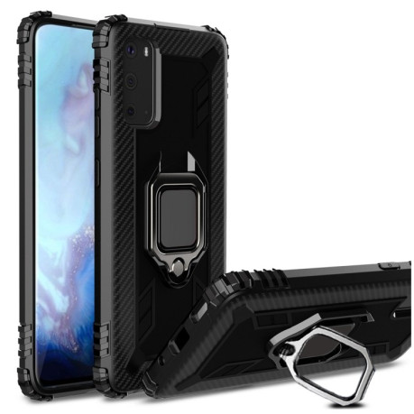 Протиударний чохол Carbon Fiber Protective Case with 360 Degree Rotating Ring Holder Samsung Galaxy S20 -чорний