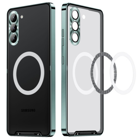 Противоударный чехол Frosted Meta (MagSafe) для Samsung Galaxy S24 - зеленый