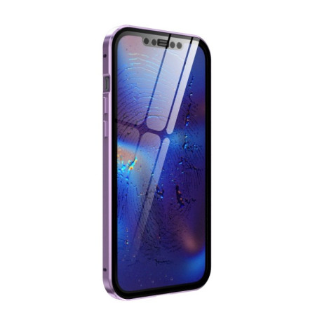 Двухсторонний магнитный чехол Adsorption Metal Frame для iPhone 12 mini - фиолетовый