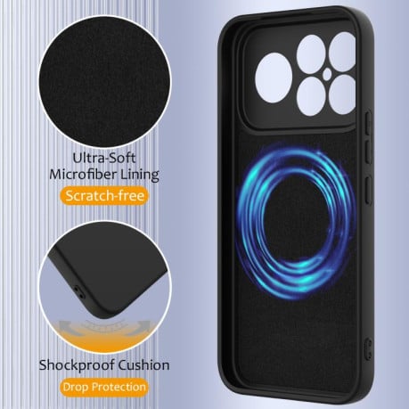 Силиконовый чехол Shockproof Silicone с Magsafe на Xiaomi Redmi K90 Pro Max / Poco F8 Ultra — чёрный