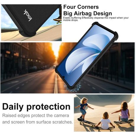 Противоударный чехол Imak с усиленными углами на Realme Note 70 / Note 70T — матовый чёрный