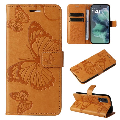 Чехол-книжка Embossed Butterfly для Motorola Moto G35 - желтый