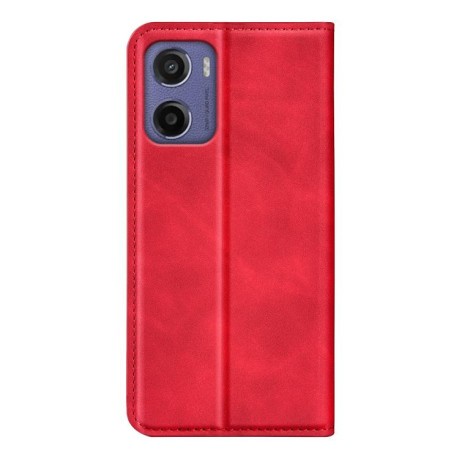 Чехол-книжка Retro Skin Feel Business Magnetic на Motorola Moto E15 - красный