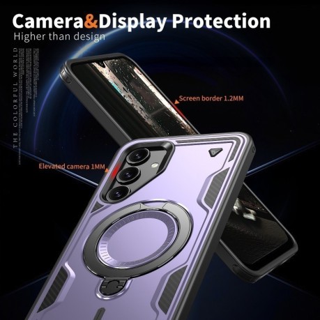 Противоударный чехол MagSafe Holder Armor PC Hybrid для Samsung Galaxy A16 5G - фиолетовый