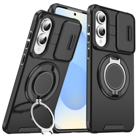 Противоударный чехол Sliding Camshield Ring Holder для Samsung Galaxy S25 Edge 5G - черный