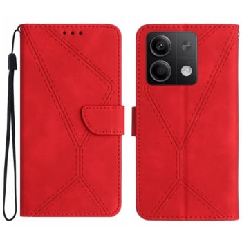 Чохол-книжка Stitching Embossed Leather для Xiaomi Redmi Note 14S/ 13 Pro 4G / POCO M6 Pro 4G   - червоний