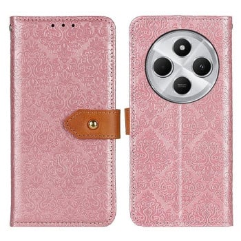 Чехол-книжка European Floral для Xiaomi Redmi 14C 4G/Poco C75/Redmi A4 5G - розовый