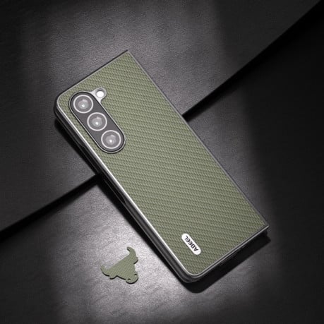 Ударозащитный чехол ABEEL Carbon Fiber на Samsung Galaxy  Fold 6 - зеленый