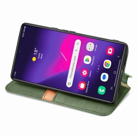 Чехол-книжка Cubic Grid для Samsung Galaxy S25 Ultra 5G - зеленый
