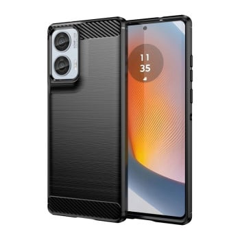 Протиударний чохол Brushed Texture Carbon Fiber на Motorola Moto G85 - чорний
