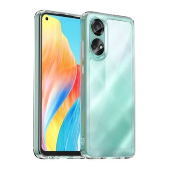 Противоударный чехол  Colorful Acrylic Series с цветной силиконовой боковиной на OPPO A78 4G - прозрачный