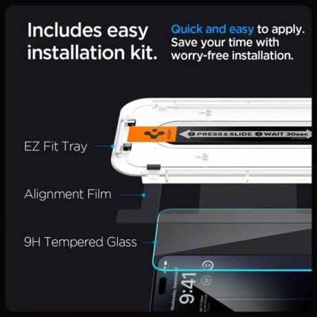 Комплект защитного стекла Spigen Glas.Tr &quot;EZ Fit&quot; для iPhone 15 Pro Max Clear