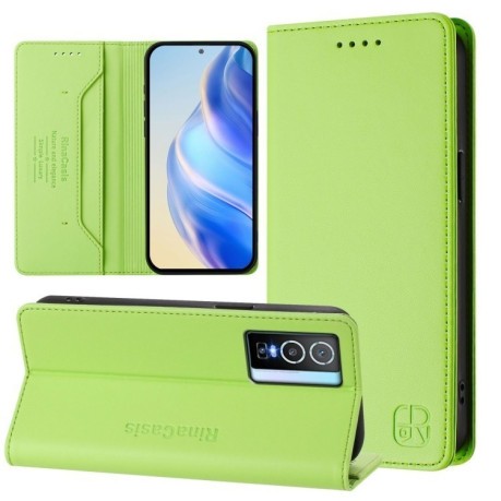 Чохол-книжка RC01 Dual-Folded Magnetic Suction RFID Leather на Vivo Y76 5G - зелений