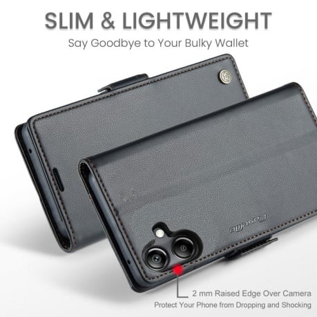 Чехол-книжка CaseMe 023 Butterfly Buckle Litchi Texture RFID Anti-theft Leather на Samsung Galaxy A07 / A06 -черный