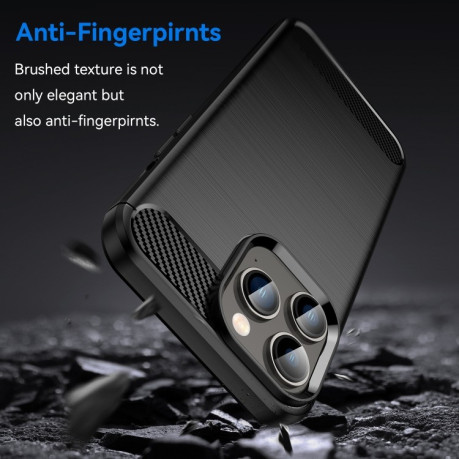 Чехол Brushed Texture Carbon Fiber на iPhone 14 Pro Max - черный