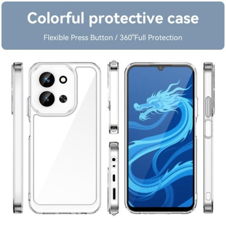 Противоударный чехол Colorful Acrylic Series с цветной силиконовой боковиной на Xiaomi Redmi 15C 5G / 4G EU 173mm - прозрачный