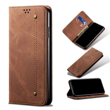 Чохол книжка Denim Texture Casual Style Samsung Galaxy A72 - коричневий