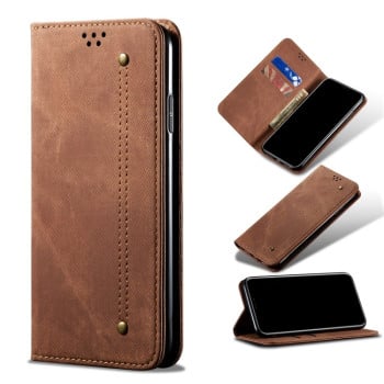 Чохол-книжка з джинсовою тканиною casual на Xiaomi Redmi Note 11 Pro 5G (China)/11 Pro+ - коричневий