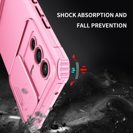 Противоударный чехол Stereoscopic Holder Sliding для Vivo V23 5G - розовый