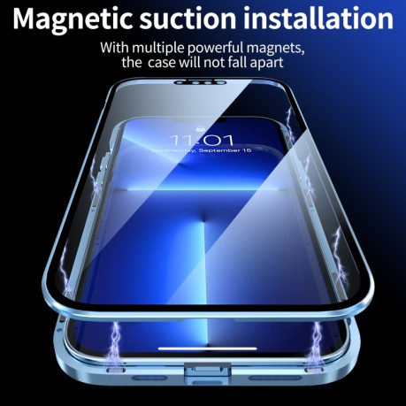 Двусторонний магнитный чехол Magnetic Angular Frame для iPhone 13 - черный