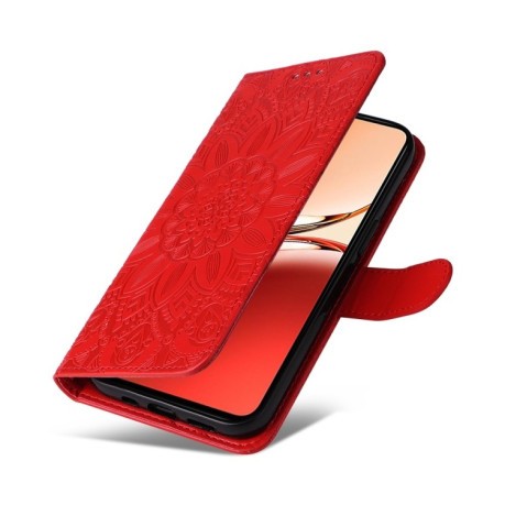 Чехол-книжка Embossed Sunflower для OPPO Reno12 F/12 FS- красный