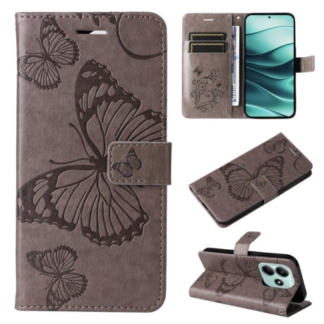 Чохол-книжка Embossed Butterfly для Xiaomi Redmi Note 14 5G/Poco M7 Pro 5G - сірий