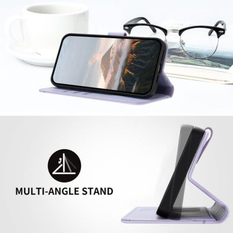 Чехол-книжка Triangle Pattern Buckle Clasp Leather на Xiaomi Poco X7 Pro - фиолетовый