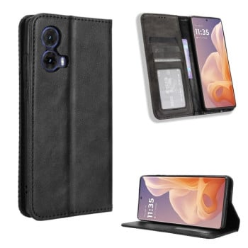 Чехол-книжка Magnetic Buckle Retro Crazy Horse Texture на Motorola Moto G85 5G / S50 Neo 5G - черный