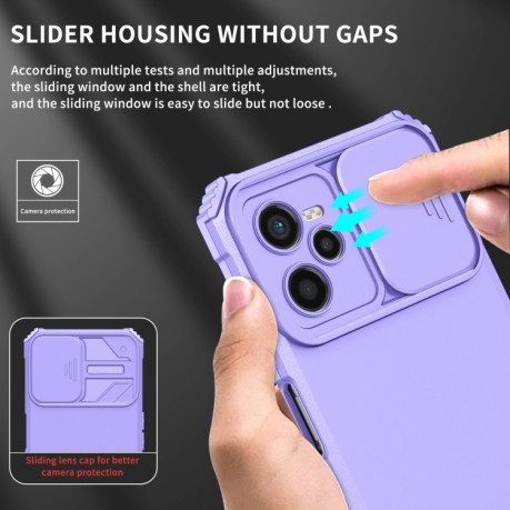 Противоударный чехол Stereoscopic Holder Sliding для Realme C35  - фиолетовый