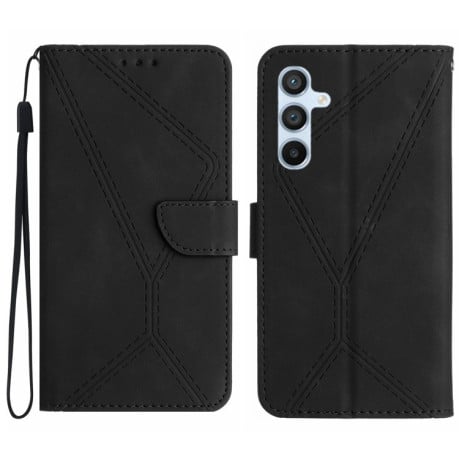 Чехол-книжка Stitching Embossed Leather  для Samsung Galaxy M15 5G - черный