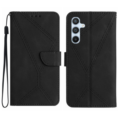 Чехол-книжка Stitching Embossed Leather Samsung Galaxy S24 FE - черный