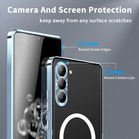 Противоударный чехол Frosted Meta (MagSafe) для Samsung Galaxy S24 - синий