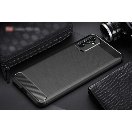 Чехол Brushed Texture Carbon Fiber на Samsung Galaxy M52 5G - черный