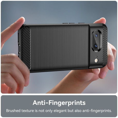 Протиударний чохол Brushed Texture Carbon Fiber на Google Pixel 8 - чорний