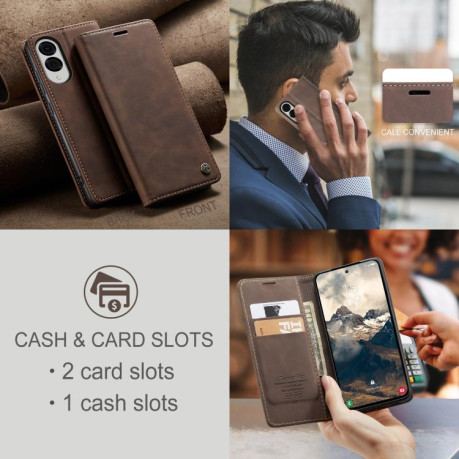 Чехол-книжка CaseMe-013 Multifunctional на Samsung Galaxy S25 Edge 5G - кофейный